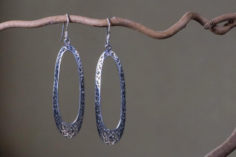Boucles d'oreilles ethnique en argent 925 Taille : 7 cm